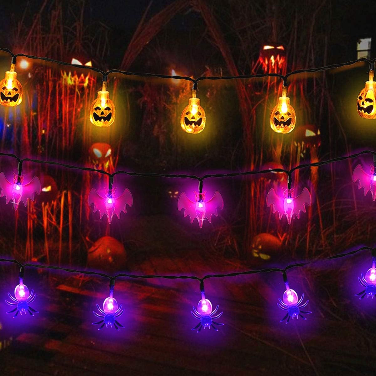 15 LED Halloween Skull String Lights Battery Operated Halloween Lights