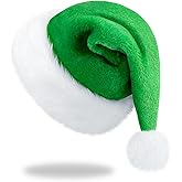 RJVW Christmas Santa Hat for Adults, Thicken Soft Velvet Comfort Classic Santa Claus Hat for New Year Party Headwear Holiday