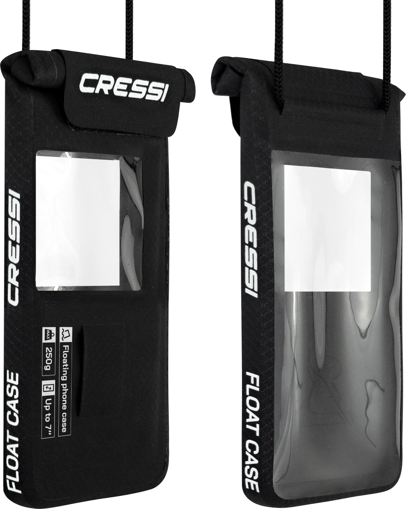 Cressi Float Case Floating Dry Phone Case Black 7'' - Waterproof Protective and Floating Smartphone Case, Black, 7'', Unisex