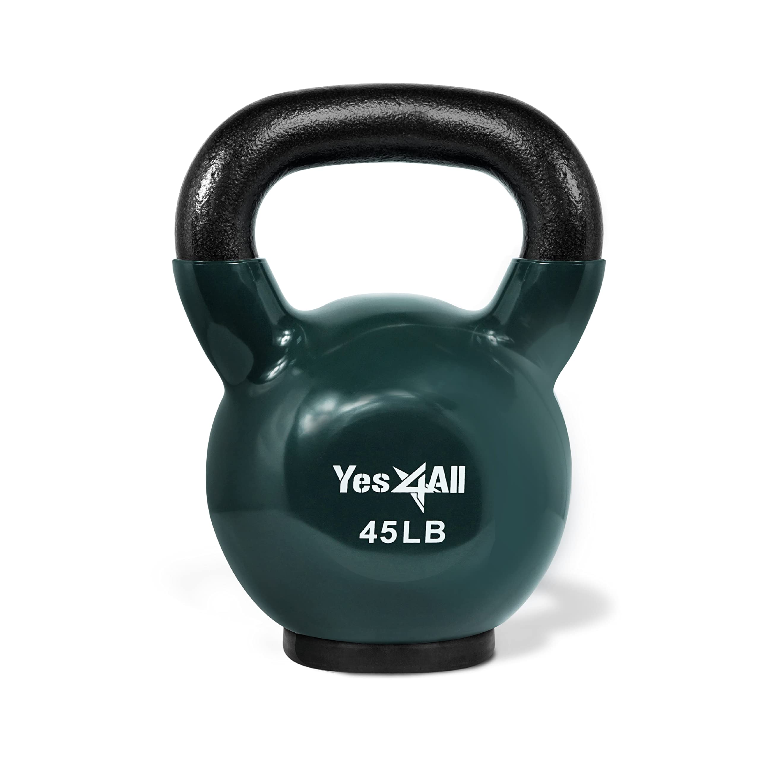 Yes4All Vinyl Coated Kettlebell With Protective Rubber Base, Strength Training Kettlebells for Weightlifting, Conditioning, Strength & Training (45LB - Midnight) Image