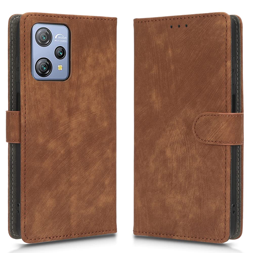 XINNI RFID Protective Phone Case for Blackview A53/A53 Pro, PU/TPU Flip Leather Shockproof Cover, Brown — image 1