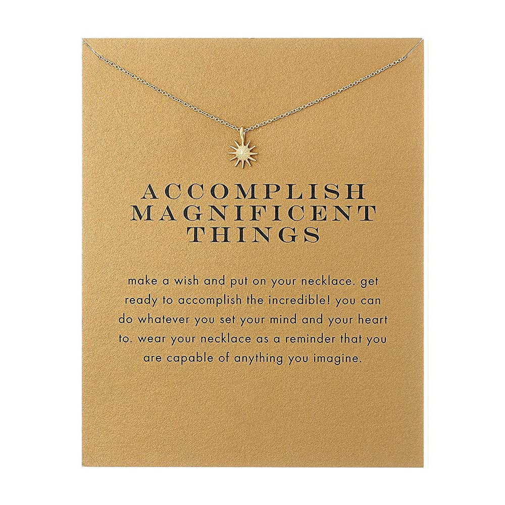 ZYAWP Friendship Sun Compass Necklace Good Luck Elephant Pendant Chain Necklace with Message Card Gift Card