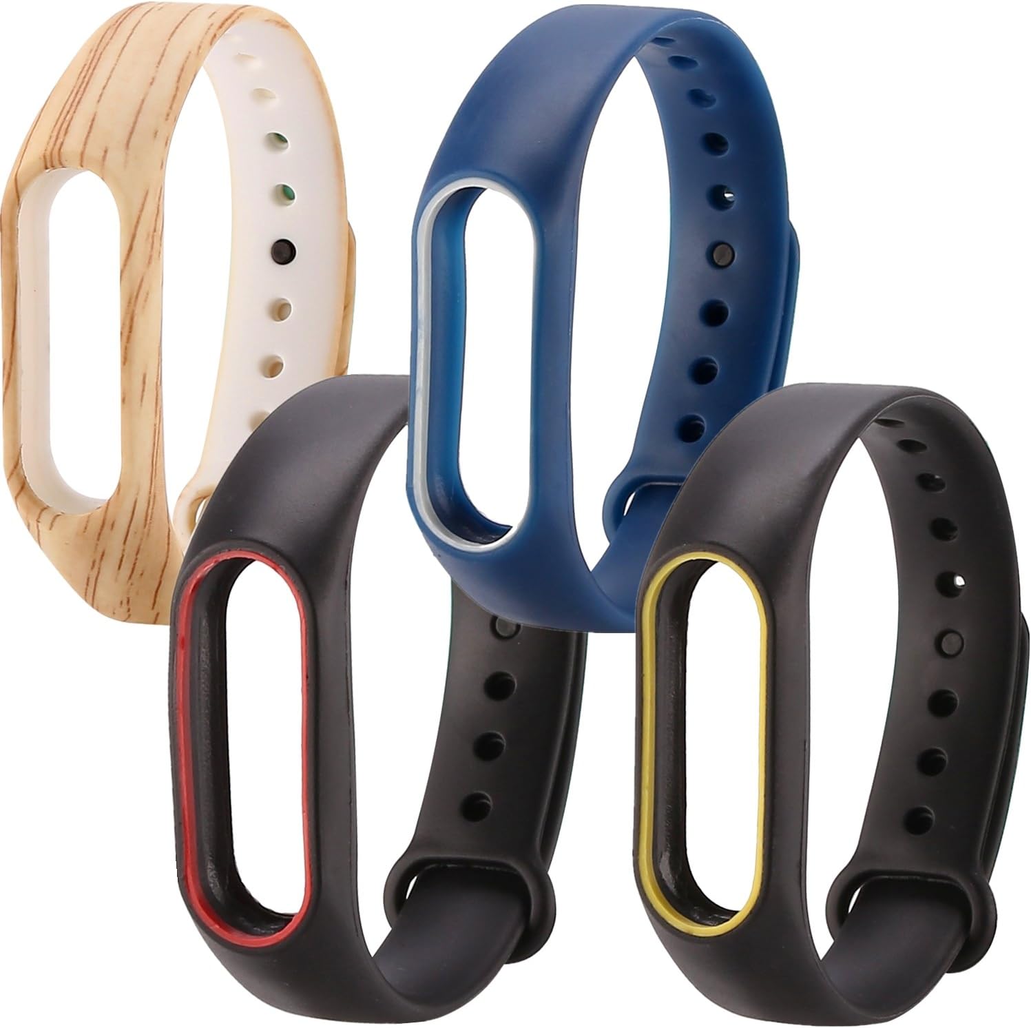 JIELIELE para Xiaomi Mi Band 2 Correa, Pulseras de Silicona Suave Banda de Repuesto para Mi Band 2 Fitnessarmband (4 Piezas)