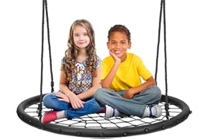 Sorbus Saucer Tree Swing- Kids Outdoor Disc Round Swing - 40" Heavy Duty 220lbs Seat- Easy Install Flying Saucer Web Circle Swing- Perfect for Gift,Playground, Birthday, Xmas, IndoorOutdoor Tire Swing