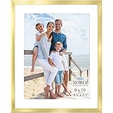 Icona Bay 8x10 Gold Picture Frame w/Mat, Modern Professional Frame, Noble Collection
