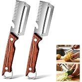 2 Pcs 3-in-1 Multifunctional Vegetable Peele, New Ktchen Multi-function Stainless Steel Thickened Fruit Peeler Knife with Wooden Handle, Kitchen Peeling Tool