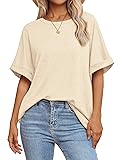 ATHMILE Summer Tops T Shirts Loose Fit Crewneck
