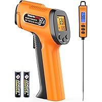ThermoPro Temperature Gun, Infrared Thermometer Gun with Laser Pointer, Meat Thermometer Digital with Super Long Probe, Food 