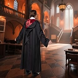 iMiibel Wizard Robe with Hooded, Black Wizard Cloak