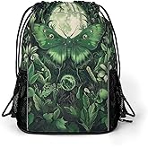 Magical Moth Drawstring Backpack Gym Bag With Shoe Compartment String Bag Sport Beach Swimming Sackpack For Women Men