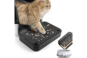 Lanstics Litter Box Step, Litter Box Ramp Black Litter Catcher with Filter Function Cats Steps for Litter Boxes Anti-Tracking & Easy to Clean, Ideal for Kitten & Elderly Cats