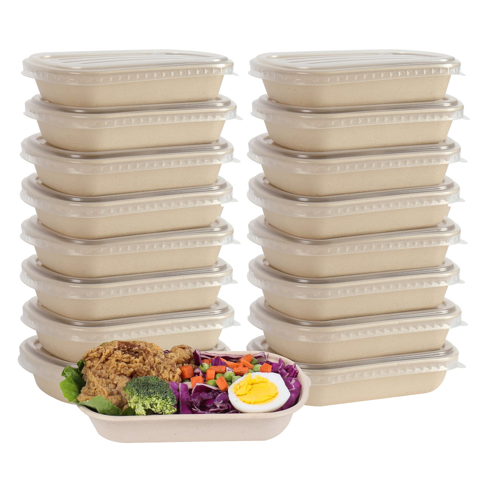 Photo 1 of JAYEEY 17 oz Disposable salad bowls with lids, Sugarcane Fiber Paper Bowls take away Bagasse food containers meal prep deli container 50 Pack