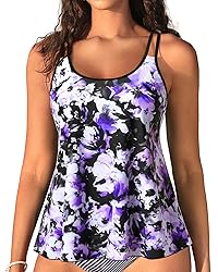 Womens Flowy Tankini Tops Only - Modest Bathing
