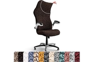 PAULATO BY GA.I.CO. Office & Gaming Chair Cover - Stretch Computer Desk Chair Cover with Zipper - Soft Fabric Slipcovers - Durable Chair Slipcover - Microfibra Collection - Dark Brown (Office Chairs)