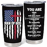 NVFCC Christian Gifts for Men, Catholic Gift, Religious Gifts for Men, Christian Fathers Day Christmas Birthday Graduation Mugs, Inspirational Gifts, Bible Verse Gift, Man of God 20oz Coffee Tumbler