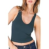 NIKIBIKI Women Seamless V-Neck Ribbed Crop Top, Made in U.S.A, One Size