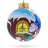 Santa's Enchanting Christmas Night Glass Ball Christmas Ornament 3.25 Inches