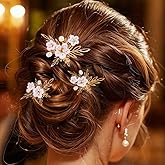 BARTOSI Flower Wedding Hair Pins Gold Hair Clips Bridal Hair Pieces Bride Hair Accessories for Women and Girls (Pack of 3)