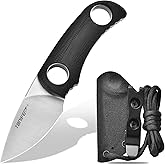 TONIFE Fixed Blade Knife 4.8cm, Mini Neck Knife with Kydex Sheath and Cord, EDC Portable Fixed Knife for Outdoor Survival