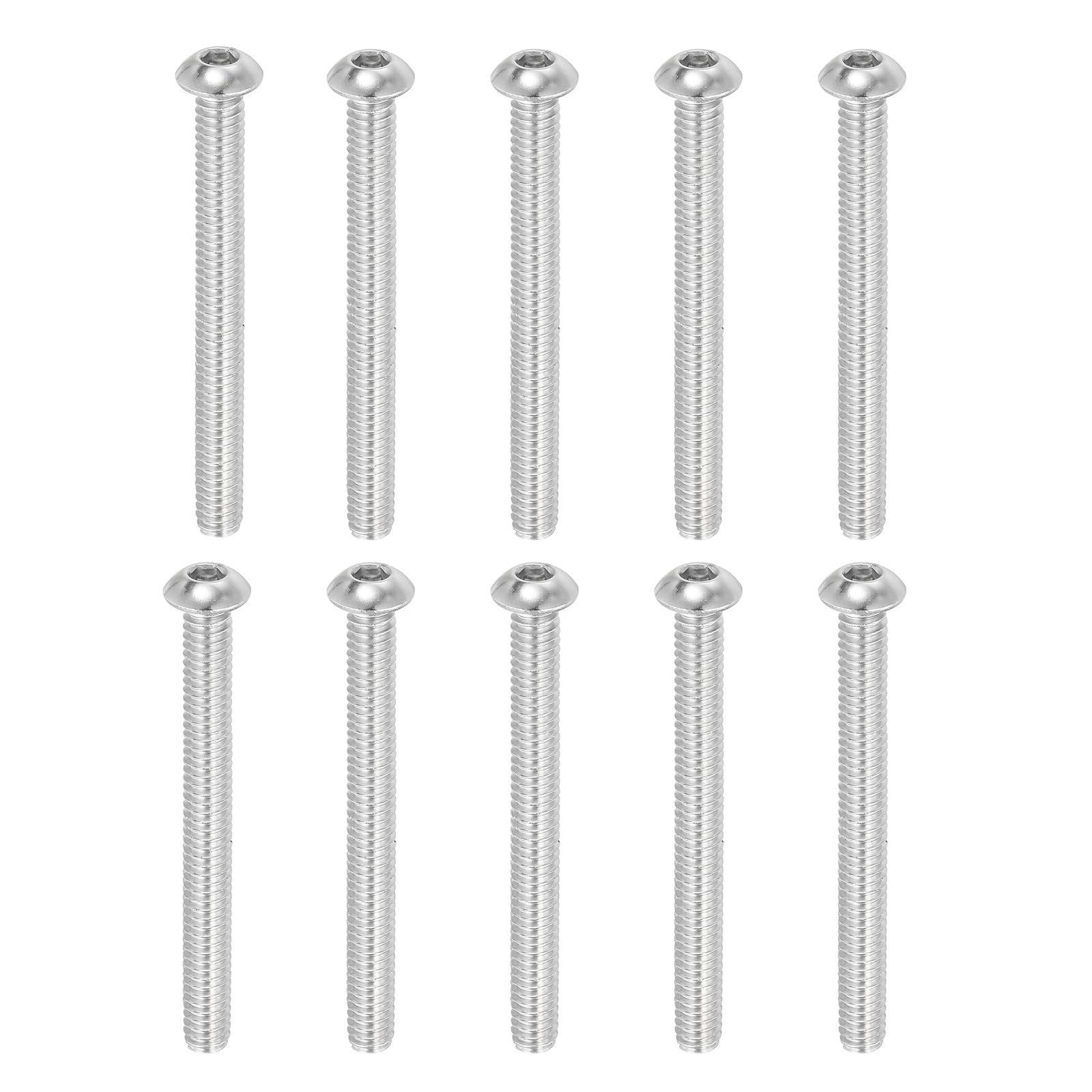 PATIKIL 1/4-20x2-3/4" Button Head Socket Cap Screws, 10 Pcs 304 Stainless Steel 18-8 Socket Cap Screw Bolts Allen Hex Drive Full Thread Fine Thread UNC