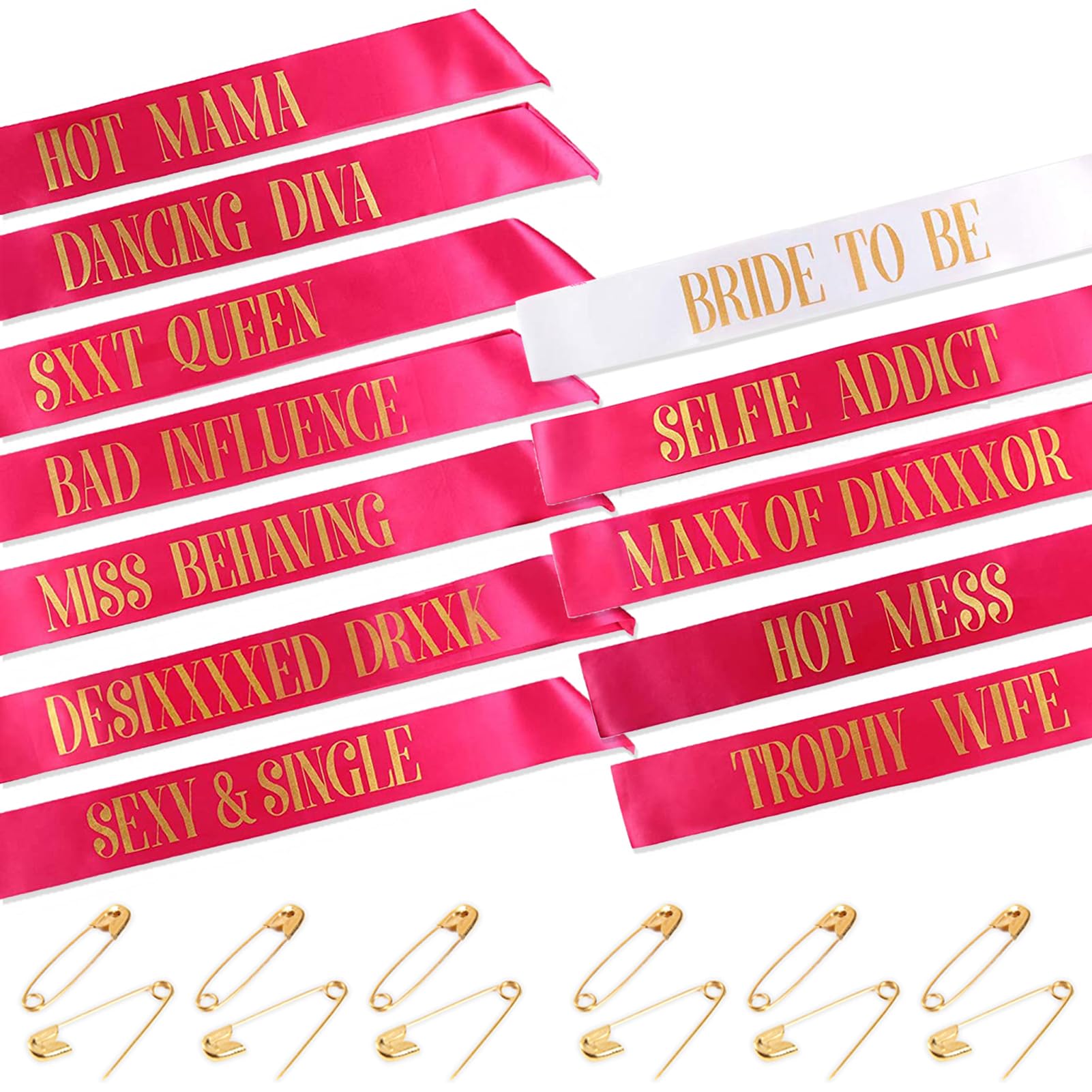 STAY GENT Hen do Sash 12Pcs Team Bride Sash Set 1 White Bride to Be Sash & 11 Rose Red Hen Party Sashes Bridesmaid Hen Night Sash Bride Tribe Sash for Bridal Shower Hen Party Accessories Wedding Decor — image 1