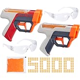 Nerf Pro Gelfire Dual Wield Pack, 2 Blasters, No-Prime Firing, 5000 Gelfire Rounds, 2X 100 Round Integrated Hoppers, 2 Eyewear, Ages 14 &amp; Up