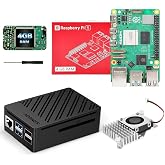 SANOOV Raspberry Pi 5 4GB Kit, 4GB RAM Single Board Computer with Active Cooler and ABS Case, Complete Raspberry Pi 5 Starter