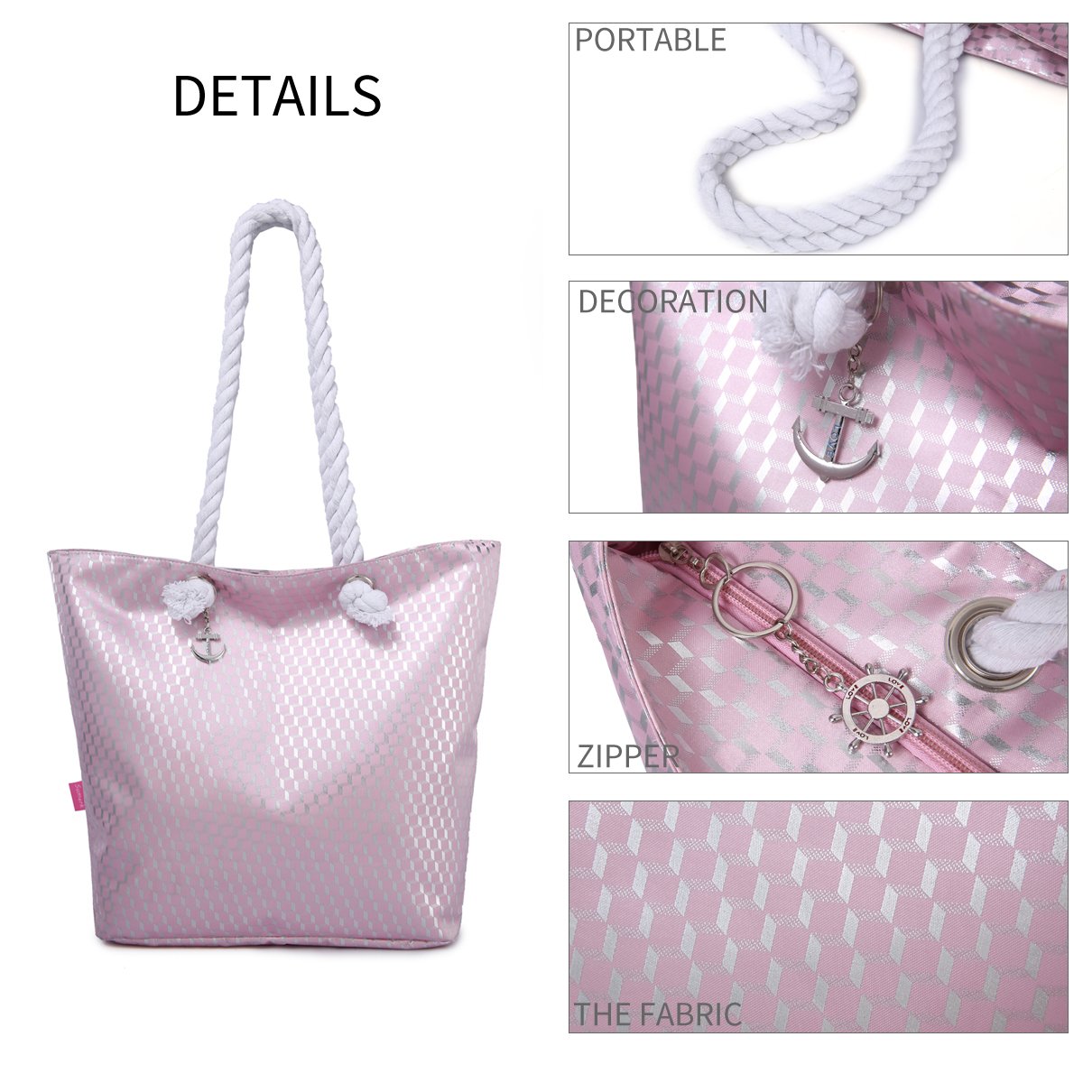 Sumerk Beach Bags and Totes Waterproof Tote Bag with Rope Handles