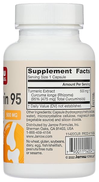 JARROW FORMULAS CURCUMIN 95, PROVIDES ANTIOXIDANT SUPPORT, 500 MG, 60 CAPSULES
