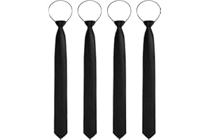 Xinnun 4 Pieces Zipper Ties for Men Adjustable Men's Neckties Zip on Tie for Zipper Skinny Necktie Clip on Slim Tie