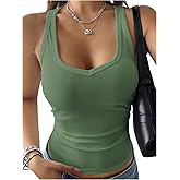 SOLY HUX Women's Tank Tops Scoop Neck Ribbed Sleeveless Shirts Basic Slim Fit Crop Vest