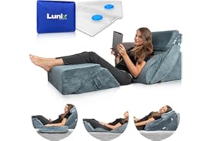 Lunix 6pcs Orthopedic Bed Wedge Pillow Set, Post Surgery Memory Foam for Back, Neck and Leg Pain Relief, Sitting Pillow, Comf