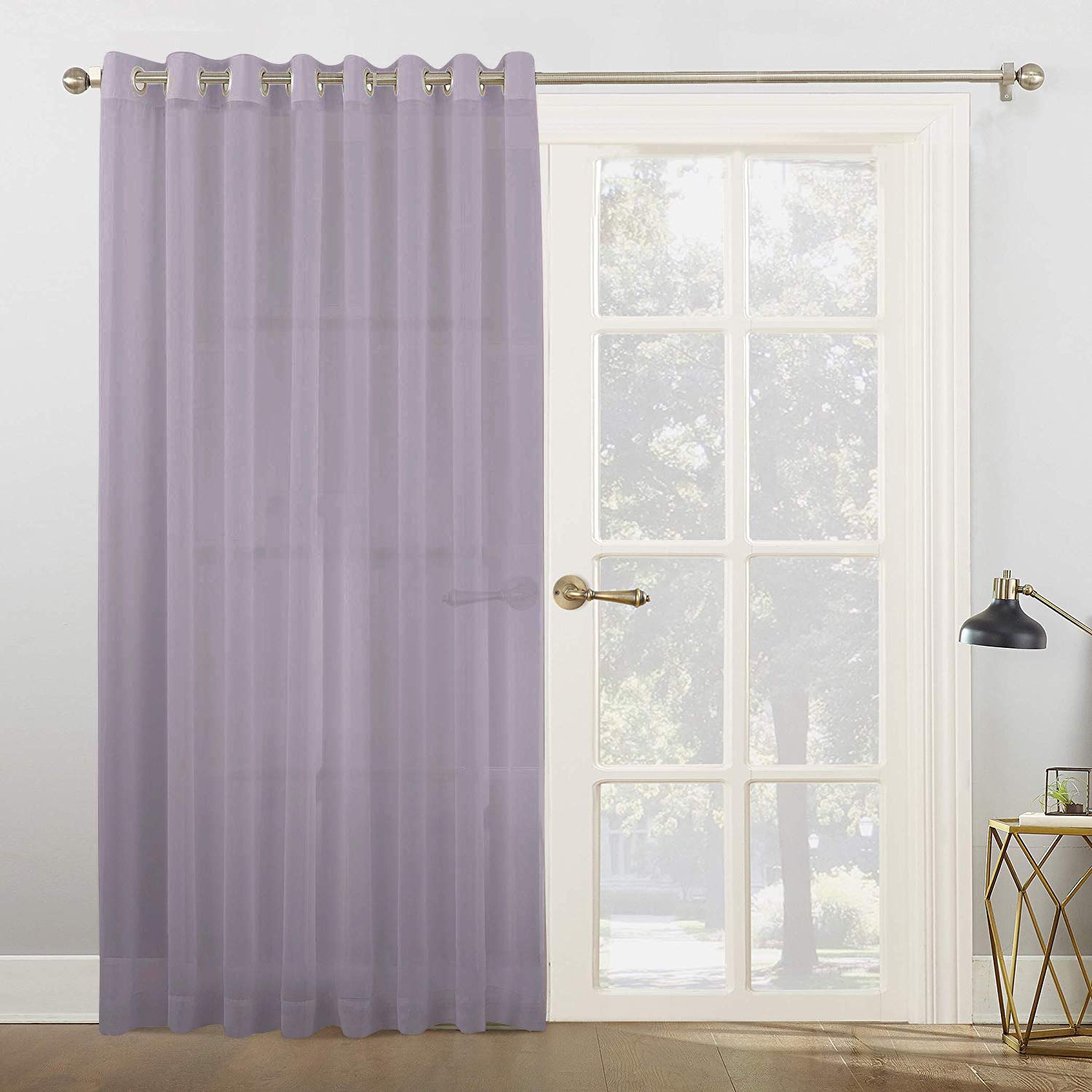 Megachest Woven Voile super wide metallic ring top Curtain 1 Panel (Grey Lavender, 116" wide X 90" drop)