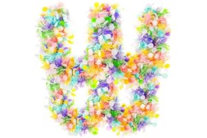 FUSHENMU 33ft Easter Tinsel Garland,Colorful Egg Tinsel Twist Garland with Confetti Spring Hanging Tinsel Ornament Decoration for Fireplace Mantel Tree Eatser Party Decoration