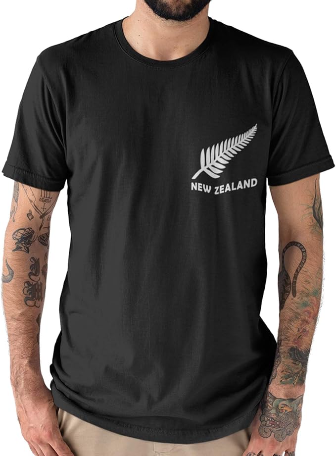 New Zealand Rugby Tshirt TryBull Sports All Blacks T Shirt Fern Leaf