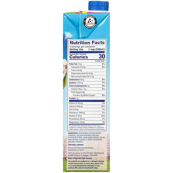 ALMOND BREEZE DAIRY FREE ALMONDMILK UNSWEETENED ORIGINAL 32 OZ BOXES, 6 COUNT