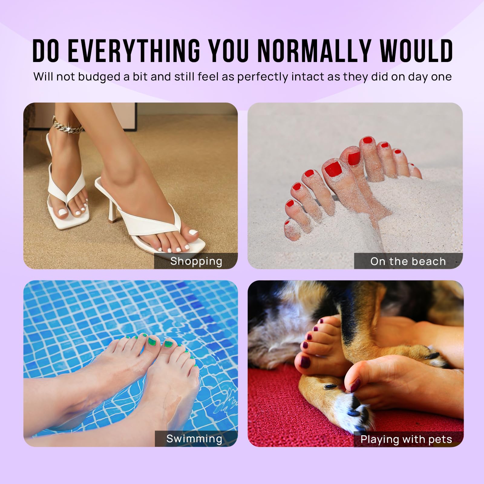 BTArtbox Press on Toenails Short, White French Tips Toenail Press Ons Square for Women, Fit Perfectly Press on Toe Nails with Glue, Fake Toenails in 16 Sizes- 32 Toenails Kit, Champ - Image 9