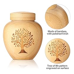 Small Urns for Human Ashes Made of Bamboo Set of