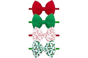 Lanmerry Christmas Baby Girl Bows Headbands Xmas Tree Headbands Candy Cane Hair Bow Elastic Nylon Hairbands Hair Accessories Newborn Infant Toddler