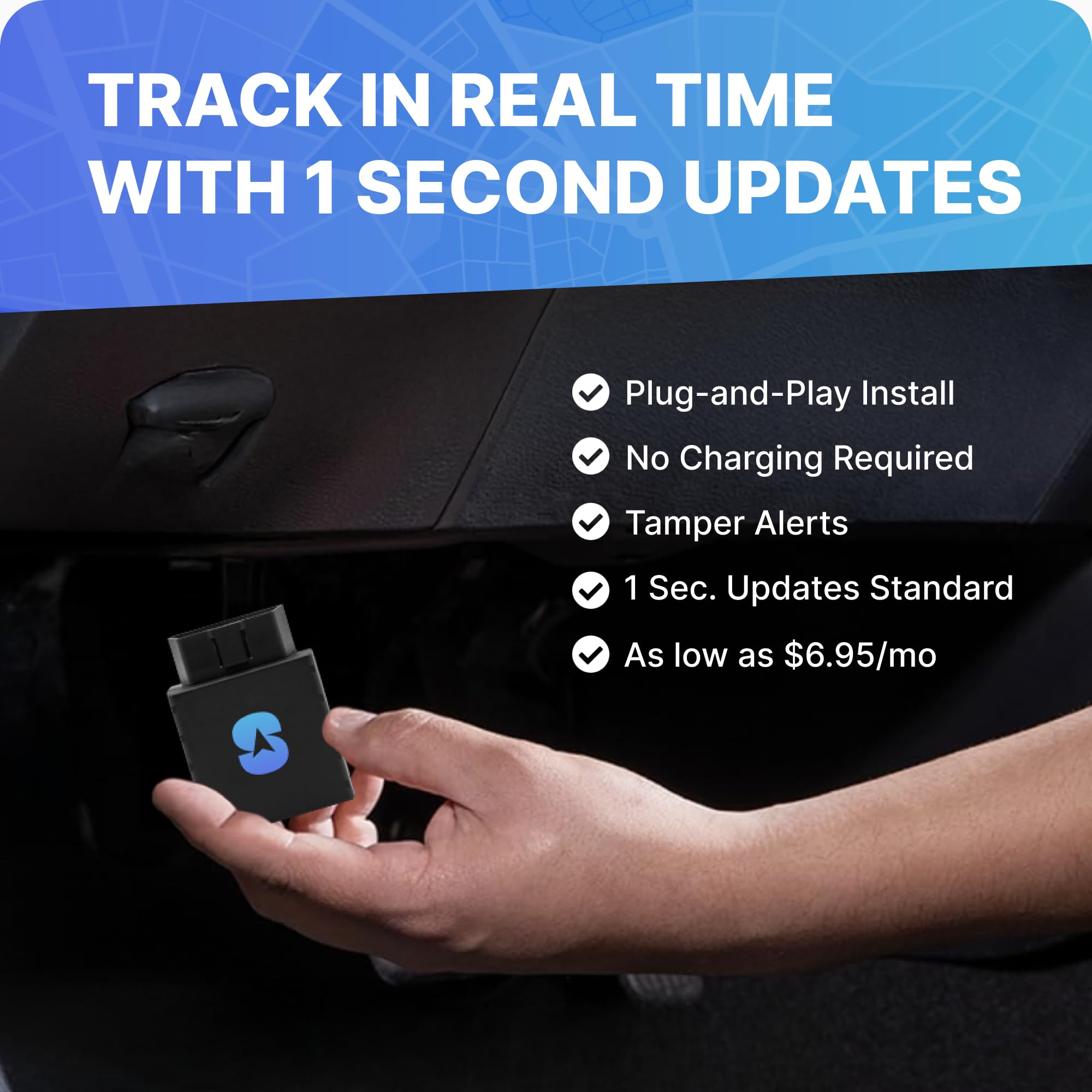 Spytec Anti-Theft Plug-in Car GPS Tracker, Real-Time 1 Second Updates, Ignition On/Off Alerts, Vehicle Movements, Personal & Work Car Monitoring | Unlimited US & Worldwide Tracking App - Low Cost Plan