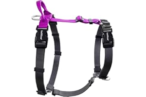 LufeLux Non-Restrictive Large Dog Harness, Easy Walk Freedom No Pull Harness, Keep Balance, Neck-Buckle, Every Part is Adjustable, Back and Front Leash Clips, Purple/Black