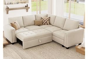 Belffin Modular Sectional Sleeper Sofa with Pull Out Couch Bed Velvet Convertible L Shaped Sectional Couch for Living Room Apartment Beige