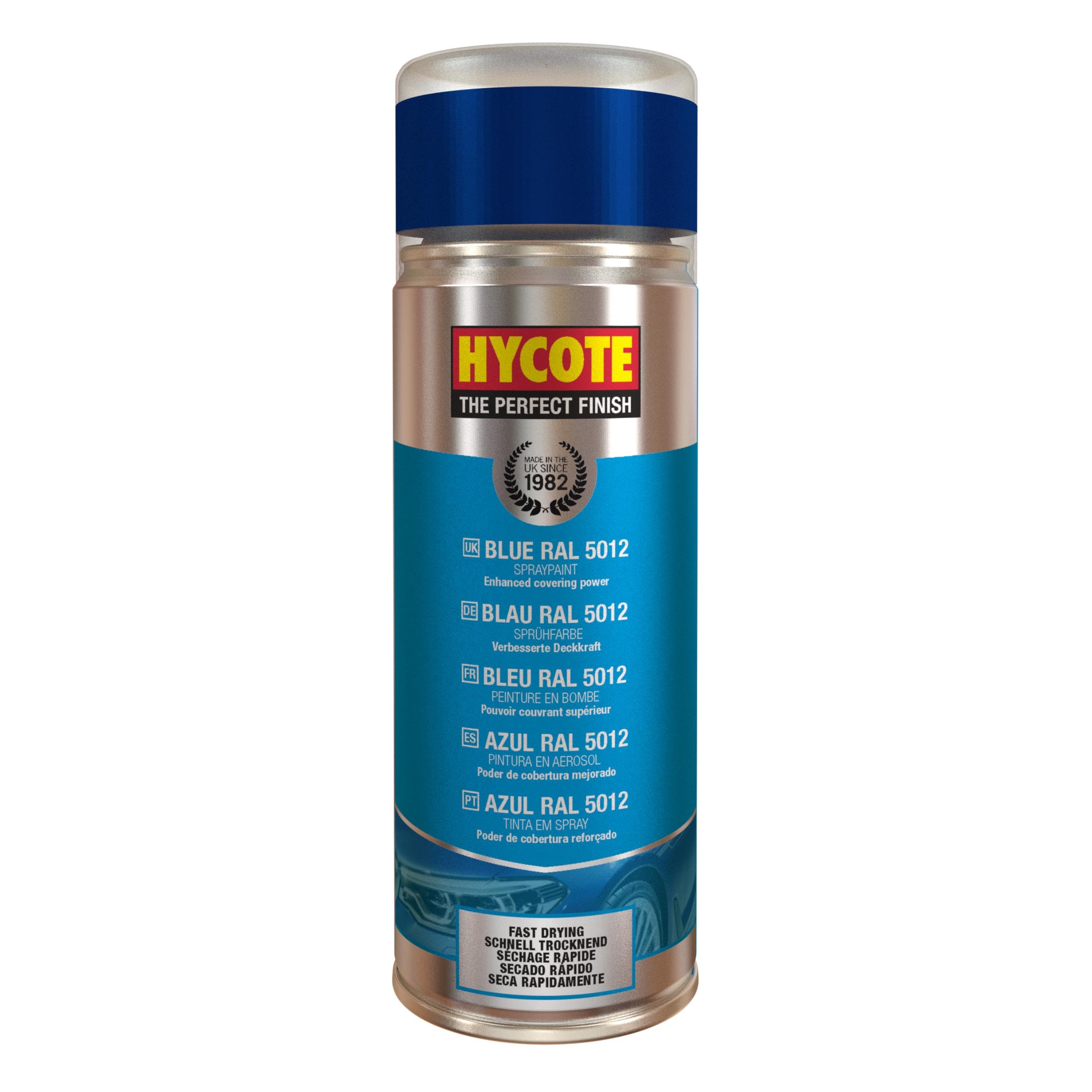 Hycote Fast Drying Aerosol Car Spray Paint, Blue RAL 5012, 400 ml, Packaging May Vary