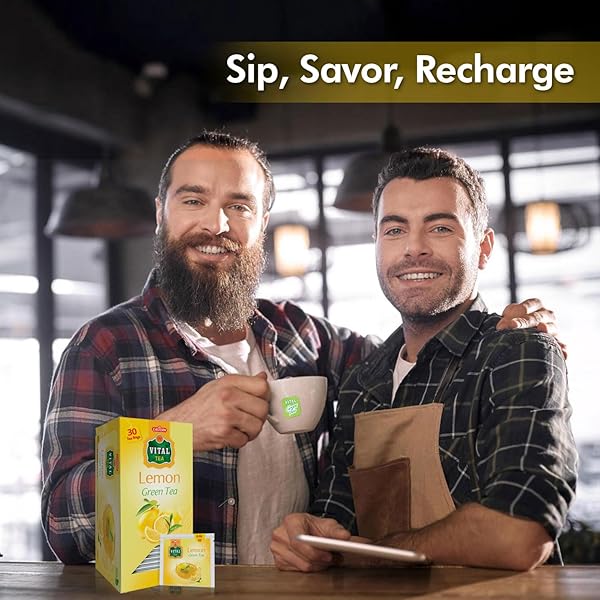 GREEN TEA LEMON, COUNT OF 30 TEA BAGS – FLAVOURFUL TASTE OF GREEN TEA, FRESHLY AND CAREFULLY PACKED WITH ORIGINAL & NATURAL FLAVOUR OF LEMON TEA, AROMATIC GREEN TEA BY VITAL PRODUCTS
