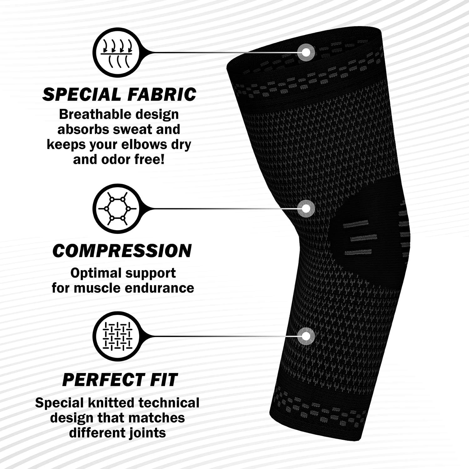 PowerLix Elbow Brace Compression Support (Pair) - Elbow Sleeve for Tendonitis, Tennis Elbow Brace and Golfers Elbow Treatment, Arthritis, Workouts, Weightlifting – Reduce Elbow Pain: Sports & Outdoors