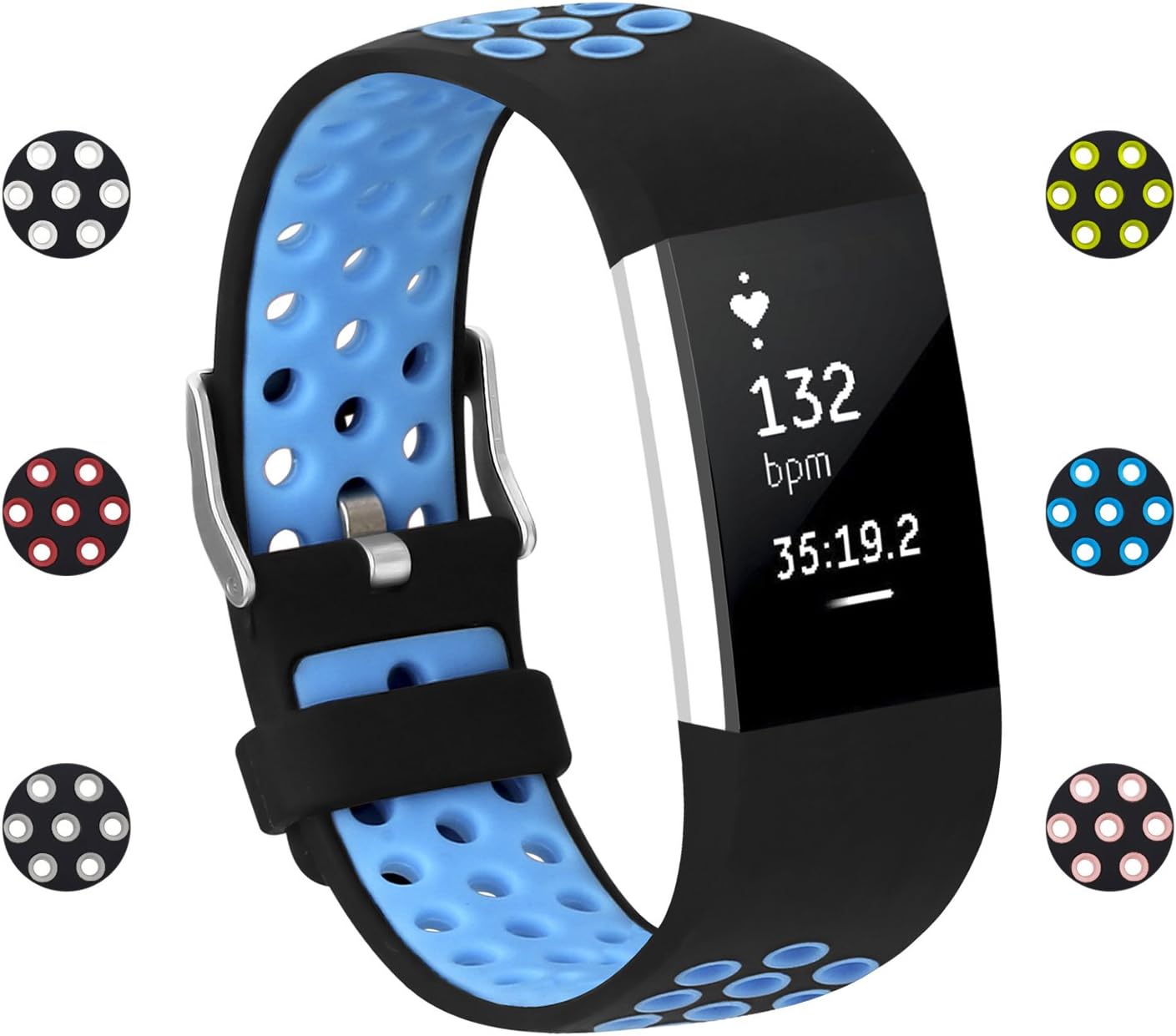 POY Replacement Bands Compatible for Fitbit Charge 2, Adjustable Breathable Wristbands with Air Holes Straps