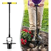 Colwelt Bulb Planter Tool Long Handle, Grass Sod Plugger, Plant Hole Digger | Long-Handled Bulb Planting Tool 37&rsquo;&rsquo;, w/ Dual Pedals &amp; Serrated Base &amp; Soft T-Grip, Hole Digger for Tulips, Iris, Daffodils