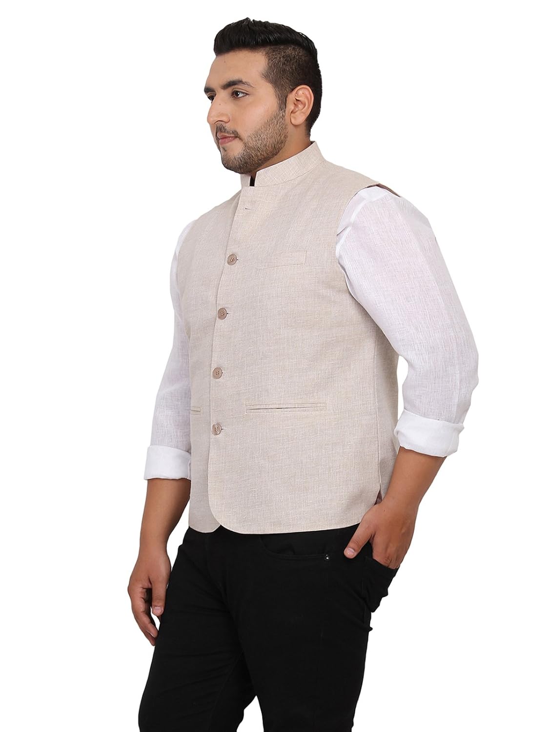 john pride men beige coloured nehru jacket (sizes: 2xl- 5xl)