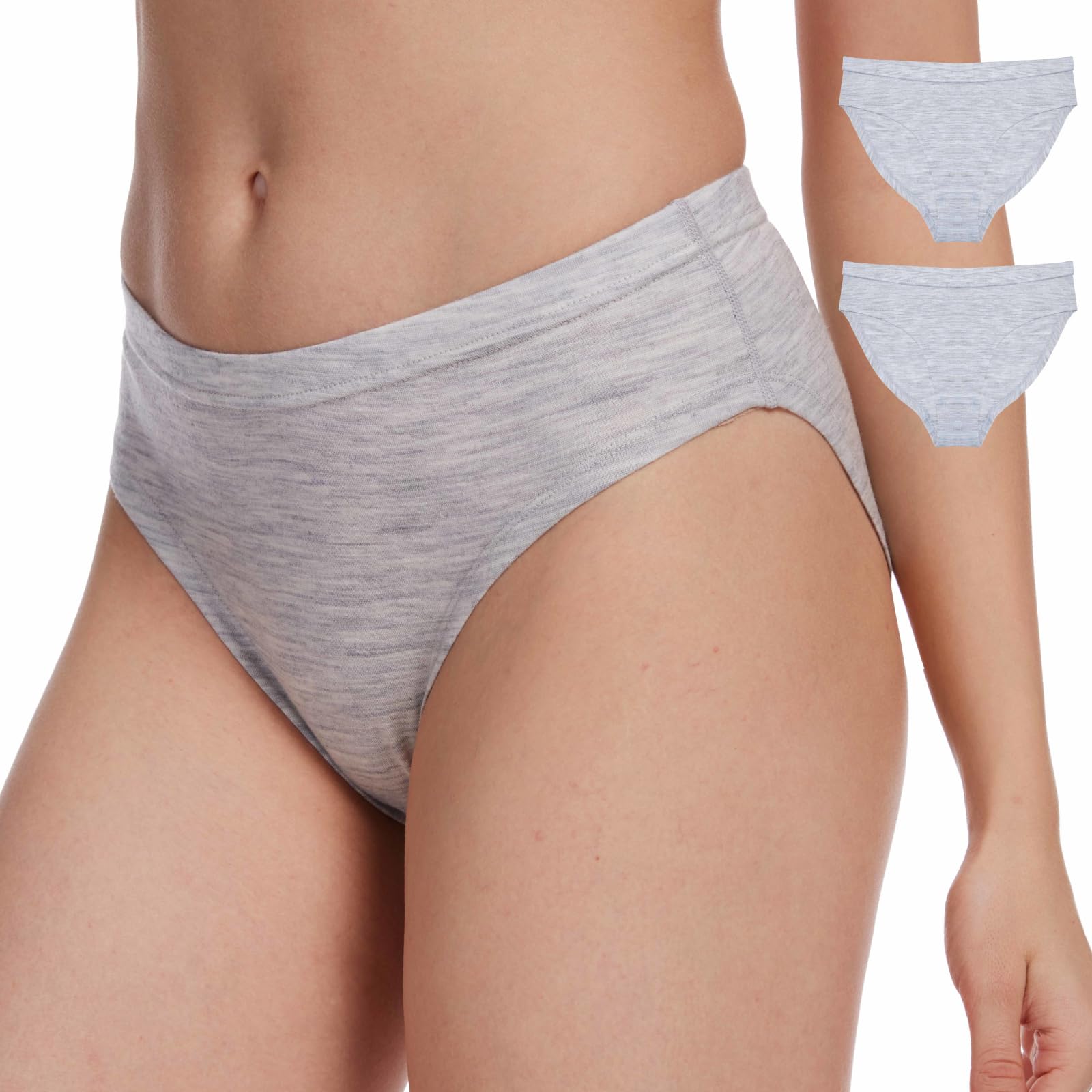 Photo 1 of Women's Underwear Merino Wool Hipster Panties 2 Pack Soft Breathable Ladies Wool Briefs Moisture Wicking underwear for women