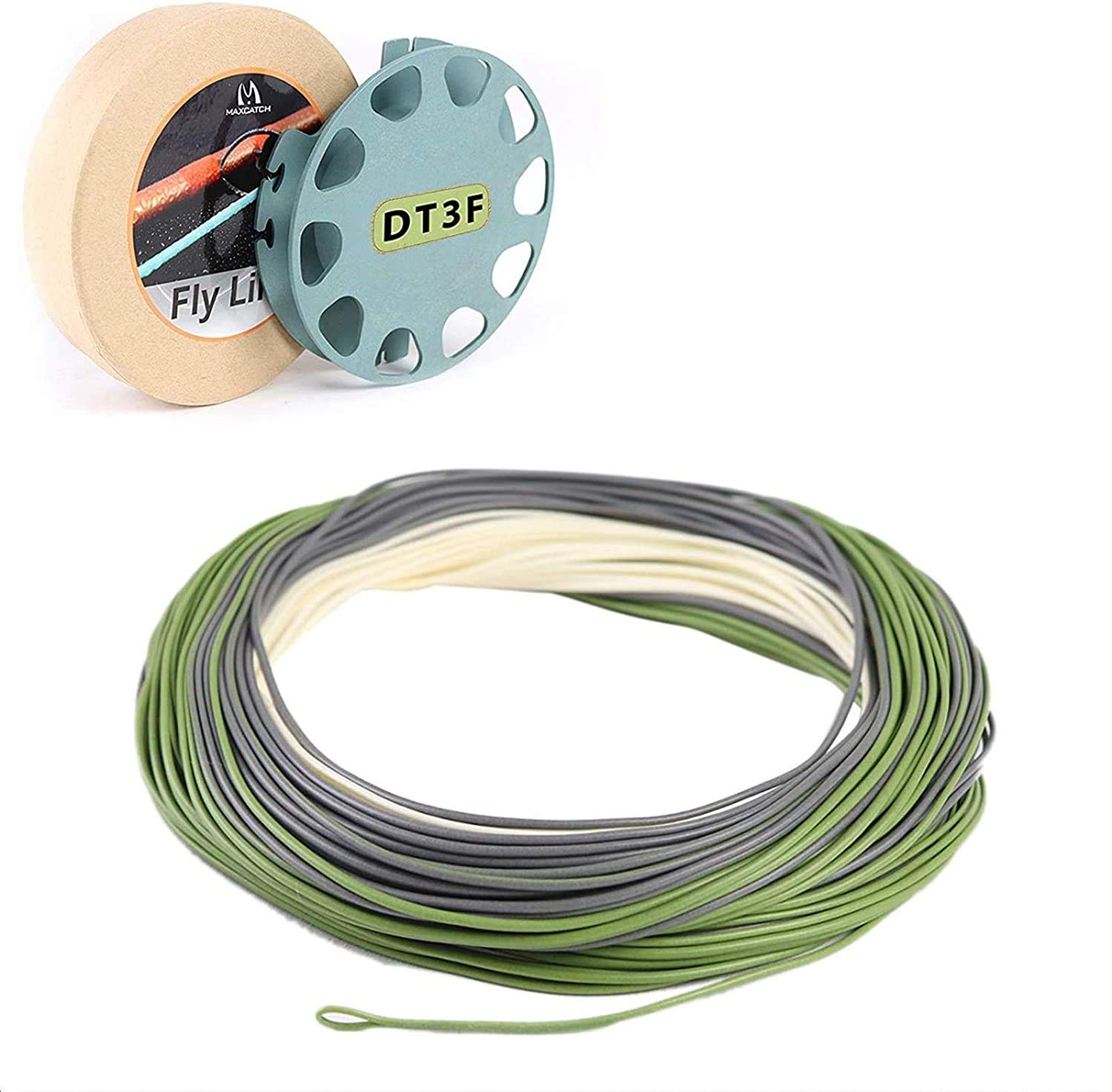 MAXIMUMCATCH Maxcatch Troutlite DT Fly Fishing Line DT3/4/5/6F 90FT with 2 Welded Loop (Real Troutlite(Beige/Gray/Sage)), DT5F-90ft)